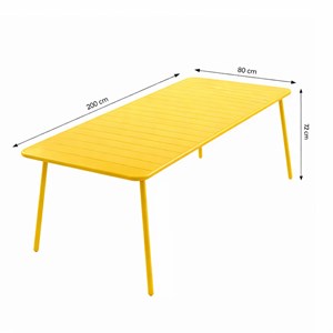 Bergame ensemble table de jardin 200 cm et 8 chaises jaune