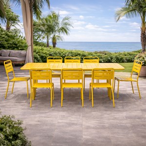 Bergame ensemble table de jardin 200 cm et 8 chaises jaune