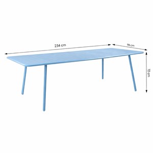 Bergame ensemble table de jardin 234 cm et 10 chaises bleu