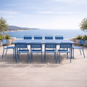 Bergame ensemble table de jardin 234 cm et 10 chaises bleu