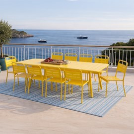 Bergame ensemble table de jardin 234 cm et 10 chaises jaune
