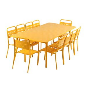 Bergame ensemble table de jardin 234 cm et 10 chaises jaune
