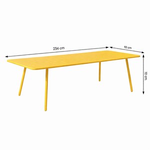 Bergame ensemble table de jardin 234 cm et 10 chaises jaune
