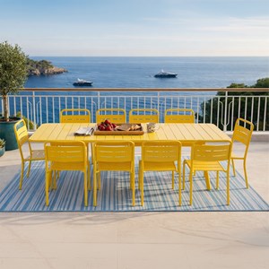 Bergame ensemble table de jardin 234 cm et 10 chaises jaune