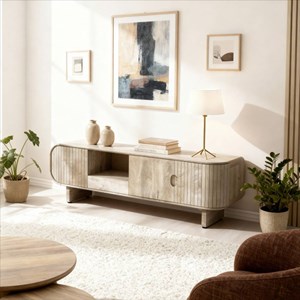 Meuble tv en bois de manguier clair yoni