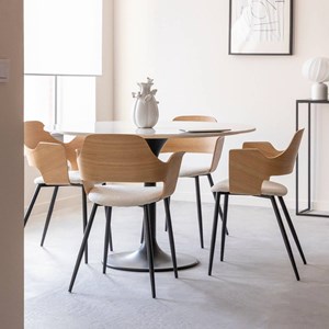 Chaise bois triplex tissu écru