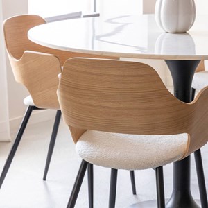 Chaise bois triplex tissu écru