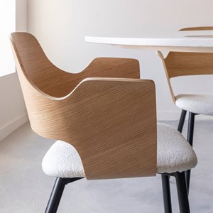 Chaise bois triplex tissu écru