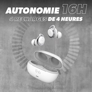 T'nb - écouteurs sport sans fil energy bud, confortables - blanc