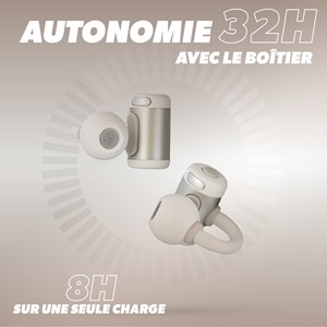 T'nb - écouteurs sport sans fil energy zen à clip, confortables - beige