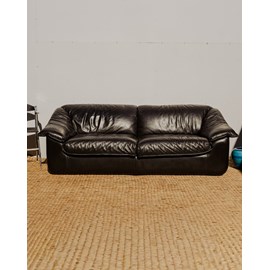 Grand canapé en cuir noir n°136