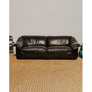 Grand canapé en cuir noir n°136