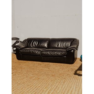 Grand canapé en cuir noir n°136