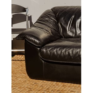 Grand canapé en cuir noir n°136