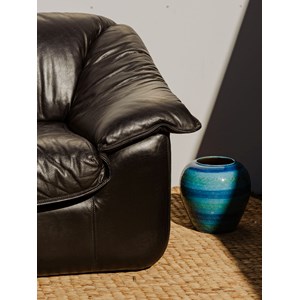 Grand canapé en cuir noir n°136