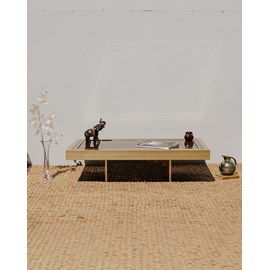 Table basse dorée et marron n°914