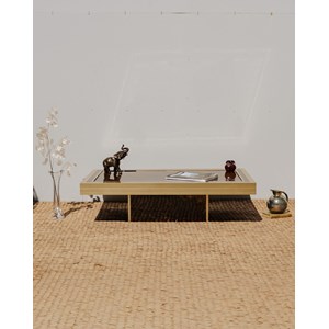 Table basse dorée et marron n°914