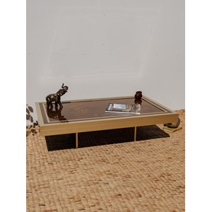 Table basse dorée et marron n°914