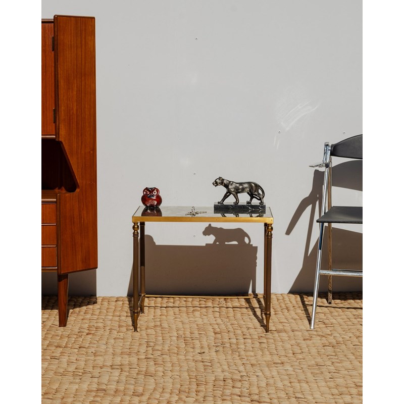 Table d'appoint en métal et verre n°1287