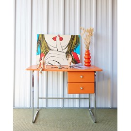 Yvan, le bureau en skaï orange n°520