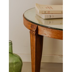 Table d'appoint en bois et verre n°1289