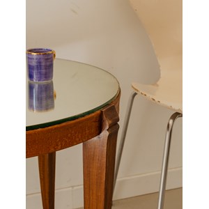 Table d'appoint en bois et verre n°1289