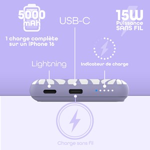 T'nb - batterie externe agsafe 5000 mah - modèle flower