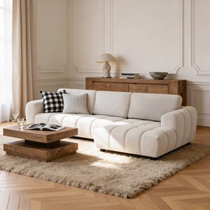 Canapé en angle beige gauche