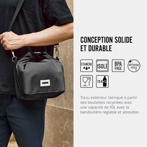 Large lunch bag isotherme- noir-10l-étanche-eco-responsible