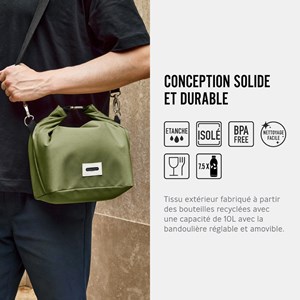 Large lunch bag isotherme- olive-10l-étanche-eco-responsible