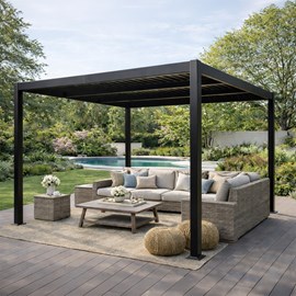 Corfu pergola bioclimatique aluminium et acier lames orientables 3x3m