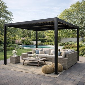 Corfu pergola bioclimatique aluminium et acier lames orientables 3x3m