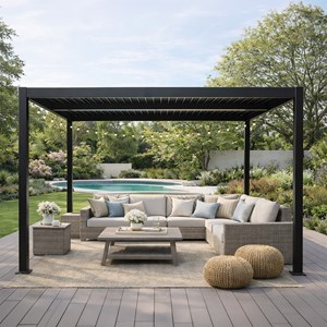 Corfu pergola bioclimatique aluminium et acier lames orientables 3x3m