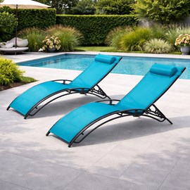 Cali lot de 2 transats ajustables gris et bleu