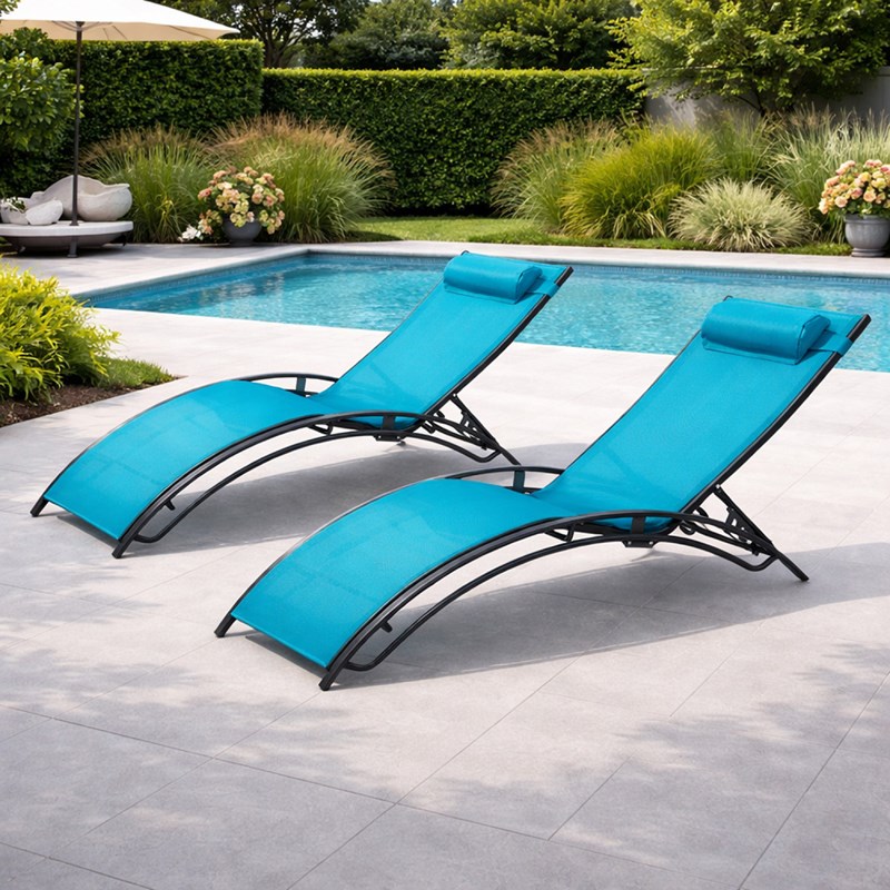 Cali lot de 2 transats ajustables gris et bleu