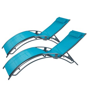 Cali lot de 2 transats ajustables gris et bleu