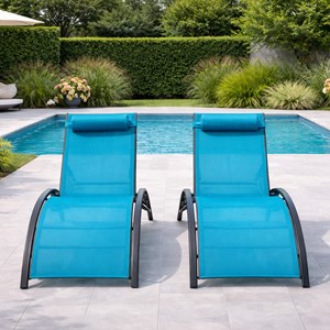 Cali lot de 2 transats ajustables gris et bleu