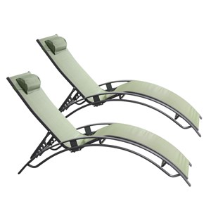 Cali lot de 2 transats ajustables gris et kaki