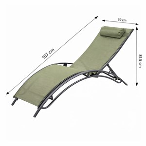 Cali lot de 2 transats ajustables gris et kaki