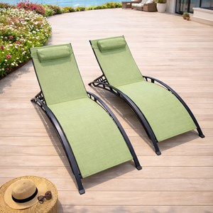 Cali lot de 2 transats ajustables gris et kaki