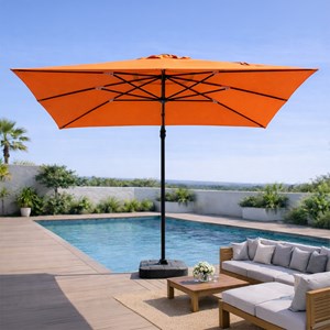 Cesare parasol rectangulaire 3x4m déporté rotatif orange en aluminium