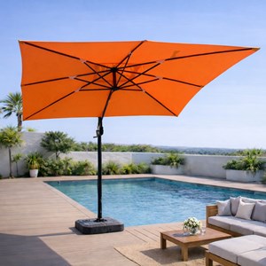 Cesare parasol rectangulaire 3x4m déporté rotatif orange en aluminium