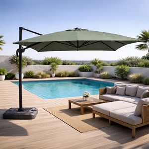 Cesare parasol rectangulaire 3x4m déporté rotatif vert en aluminium