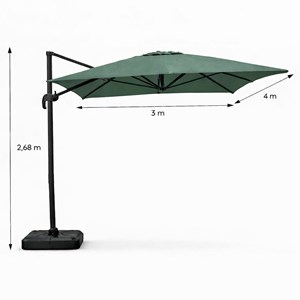 Cesare parasol rectangulaire 3x4m déporté rotatif vert en aluminium