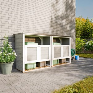 Abri de jardin pour poubelles, cache poubelle extérieur 2x240l beige