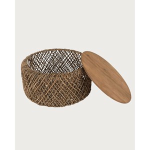 Yuda- lot de 2 tables basses en teck massif et fibre de bananier tressée