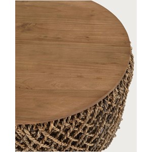 Yuda- lot de 2 tables basses en teck massif et fibre de bananier tressée