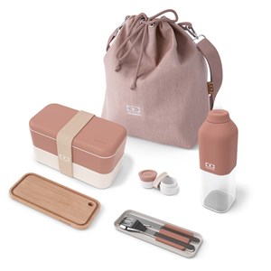 Set complet lunch box et accessoires rose moka