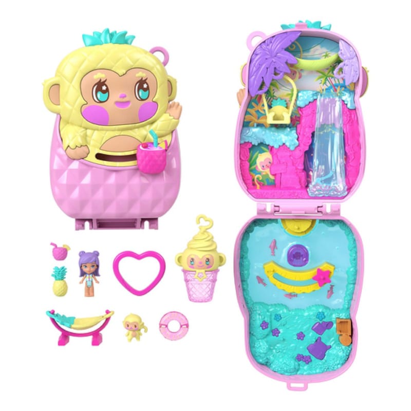 Polly pocket-coffret ananas et ouistiti-jouet de voyage