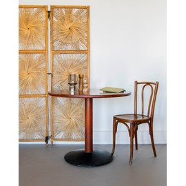 Table à manger en bois foncé et métal n°1144
